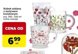 Carrefour Kubek szklany z motywem kwiatowym oferta