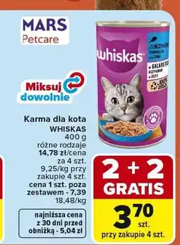 Carrefour Karma dla kota Whiskas z tuńczykiem w galaretce oferta