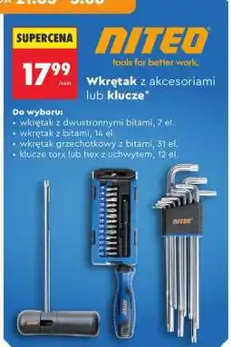 Biedronka Wkrętak z akcesoriami lub klucze oferta