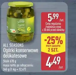 ALDI All Seasons Ogórki konserwowe delikatesowe oferta