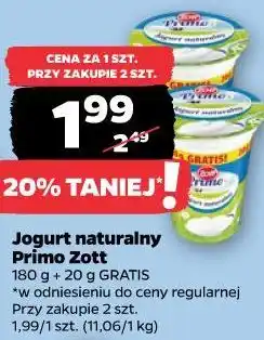 Netto Jogurt naturalny Primo Zott 180 g + 20 g GRATIS oferta