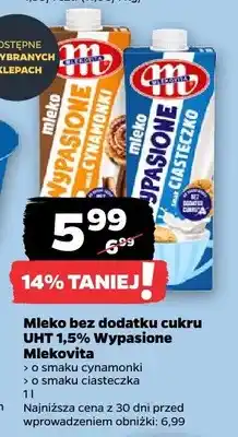 Netto Mleko bez dodatku cukru UHT 1,5% Wypasione Mlekovita o smaku cynamonki oferta