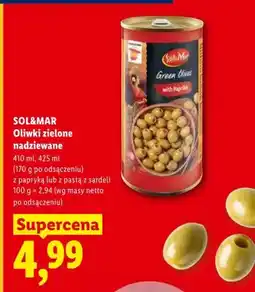 Lidl Oliwki zielone nadziewane z papryką SOL&MAR oferta