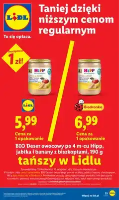 Lidl BIO Deser owocowy po 4m-cu Hipp jabłka i banany z biszkoptami oferta