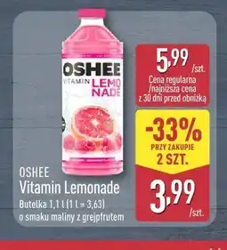 ALDI Napój Vitamin Lemonade o smaku maliny z grejpfrutem Oshee oferta