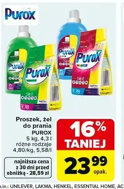 Carrefour Proszek, żel do prania PUROX oferta