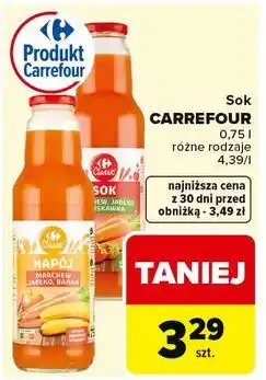Carrefour Sok CARREFOUR 0,75 l różne rodzaje oferta