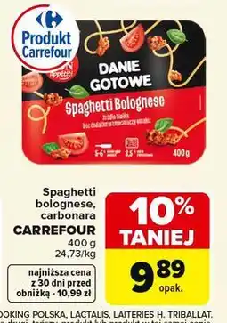 Carrefour Spaghetti bolognese, carbonara CARREFOUR oferta