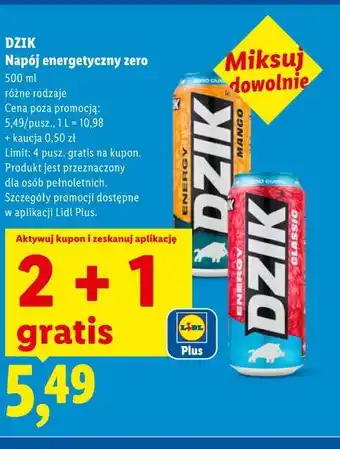 Lidl DZIK Napój energetyczny zero oferta