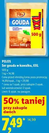 Lidl Pilos Ser gouda w kawałku, XXL oferta
