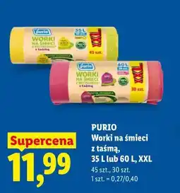 Lidl Worki na śmieci z taśmą, 35 L lub 60 L, XXL oferta
