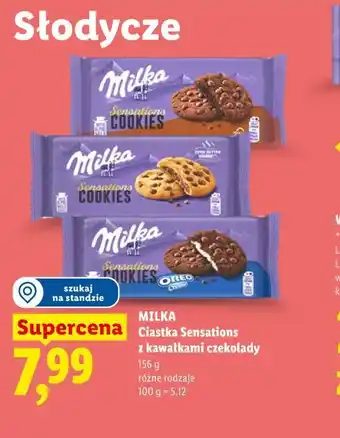 Lidl MILKA Ciastka Sensations z kawałkami czekolady oferta