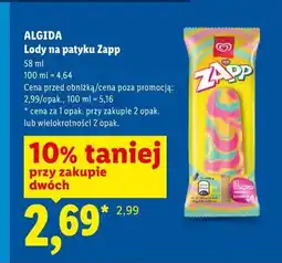 Lidl ALGIDA Lody na patyku Zapp oferta