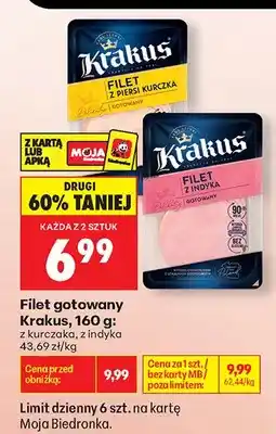 Biedronka Filet gotowany z kurczaka Krakus oferta