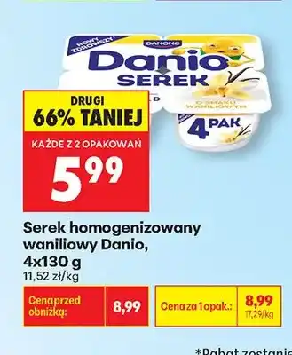 Biedronka Serek homogenizowany waniliowy Danio 4-pak oferta