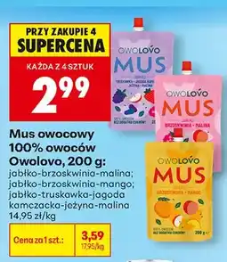 Biedronka Mus owocowy 100% owoców Owolovo jabłko-brzoskwinia-mango oferta