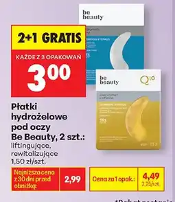 Biedronka Płatki hydrożelowe pod oczy Be Beauty liftingujące oferta