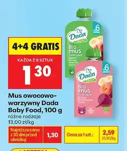 Biedronka Mus owocowo-warzywny Dada Baby Food jabłko banan szpinak jarmuż oferta