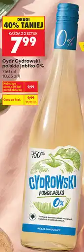 Biedronka Cydr Cydrowski polskie jabłko 0% oferta
