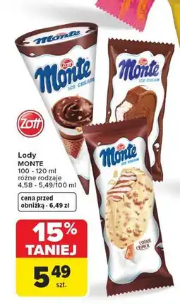 Carrefour Lód Zott Monte oferta