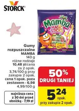 Carrefour Guma rozpuszczalna owocowa Mamba Magic Sticks oferta