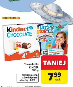 Carrefour Batoniki z mlecznej czekolady nadzieniem mlecznym Kinder Chocolate oferta