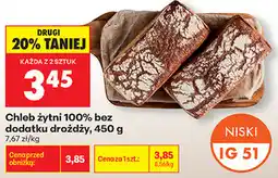 Biedronka Chleb żytni 100% bez dodatku drożdży oferta