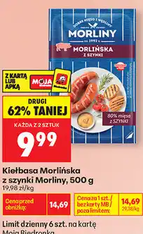 Biedronka Kiełbasa Morlińska z szynki Morliny oferta