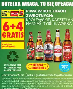 Biedronka PIWA W BUTELKACH ZWROTNYCH: KRÓLEWSKIE, KASZTELAN, HARNAŚ, TYSKIE, WARKA oferta