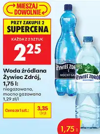 Biedronka Woda źródlana Żywiec Zdrój, 1,75 l: niegazowana, mocno gazowana oferta