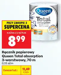 Biedronka Ręcznik papierowy Queen Total absorption 3-warstwowy, 70 m oferta