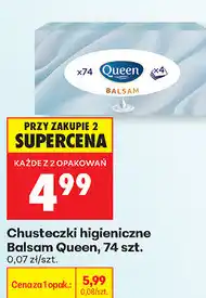 Biedronka Chusteczki higieniczne Balsam Queen, 74 szt oferta