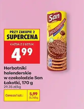 Biedronka Herbatniki holenderskie w czekoladzie San Łakotki, 170 g oferta