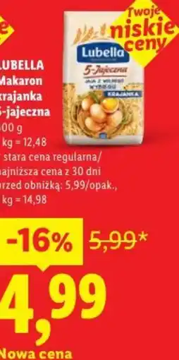 Lidl Lubella Makaron krajanka 5-jajeczna oferta