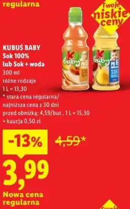 Lidl Kubuś Baby Sok 100% lub Sok + woda oferta