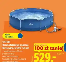 Lidl Basen stelażowy z pompą filtrującą CRIVIT Ø 300x76cm oferta