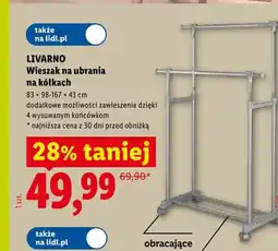 Lidl Wieszak na ubrania na kółkach LIVARNO 83x98-167x43cm oferta