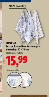Lidl Zestaw 3 ręczników kuchennych z bawełny LIVARNO 100% bawełny 50x70cm oferta