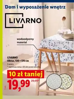 Lidl Obrus LIVARNO wodoodporny materiał 130x170cm oferta