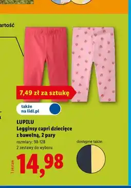 Lidl Legginsy capri dziecięce z bawełną LUPILU 2-pak oferta