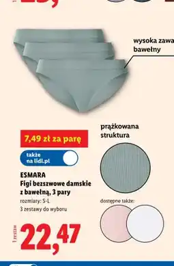 Lidl Figi bezszwowe damskie z bawełną ESMARA 3 pary oferta