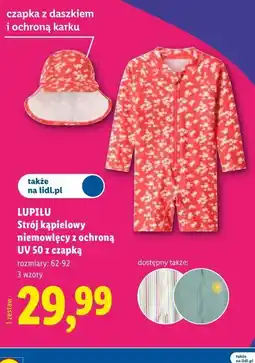 Lidl Strój kąpielowy niemowlęcy z ochroną UV 50 z czapką oferta