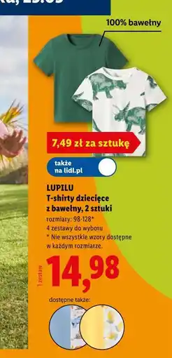 Lidl LUPILU T-shirty dziecięce z bawełny, 2 sztuki oferta