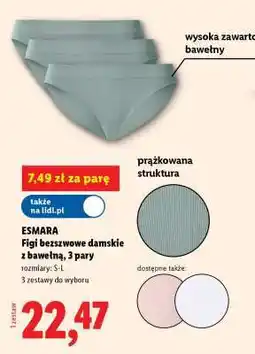 Lidl ESMARA Figi bezszwowe damskie z bawełną, 3 pary oferta