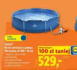 Lidl CRIVIT Basen stelażowy z pompą filtracyjną, Ø 300 x 76 cm oferta