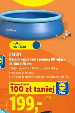 Lidl CRIVIT Basen rozporowy z pompą filtrującą, Ø 300 x 76 cm oferta