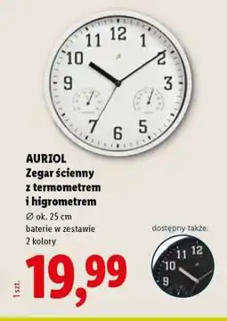 Lidl AURIOL Zegar ścienny z termometrem i higrometrem oferta