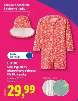 Lidl LUPILU Strój kąpielowy niemowlęcy z ochroną UV 50 z czapką oferta