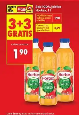 Biedronka Sok 100% jabłko Hortex, 1 l oferta