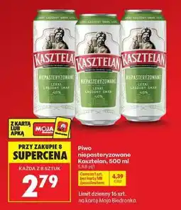 Biedronka Piwo niepasteryzowane Kasztelan, 500 ml oferta